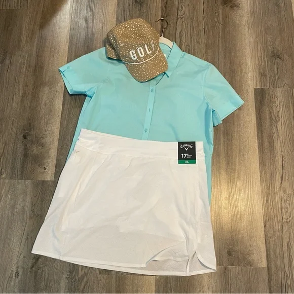 Foxcroft Blue Short Sleeve Button Down Shirt Wrinkle Free Shaped Size 14 Petite - Picture 5 of 5